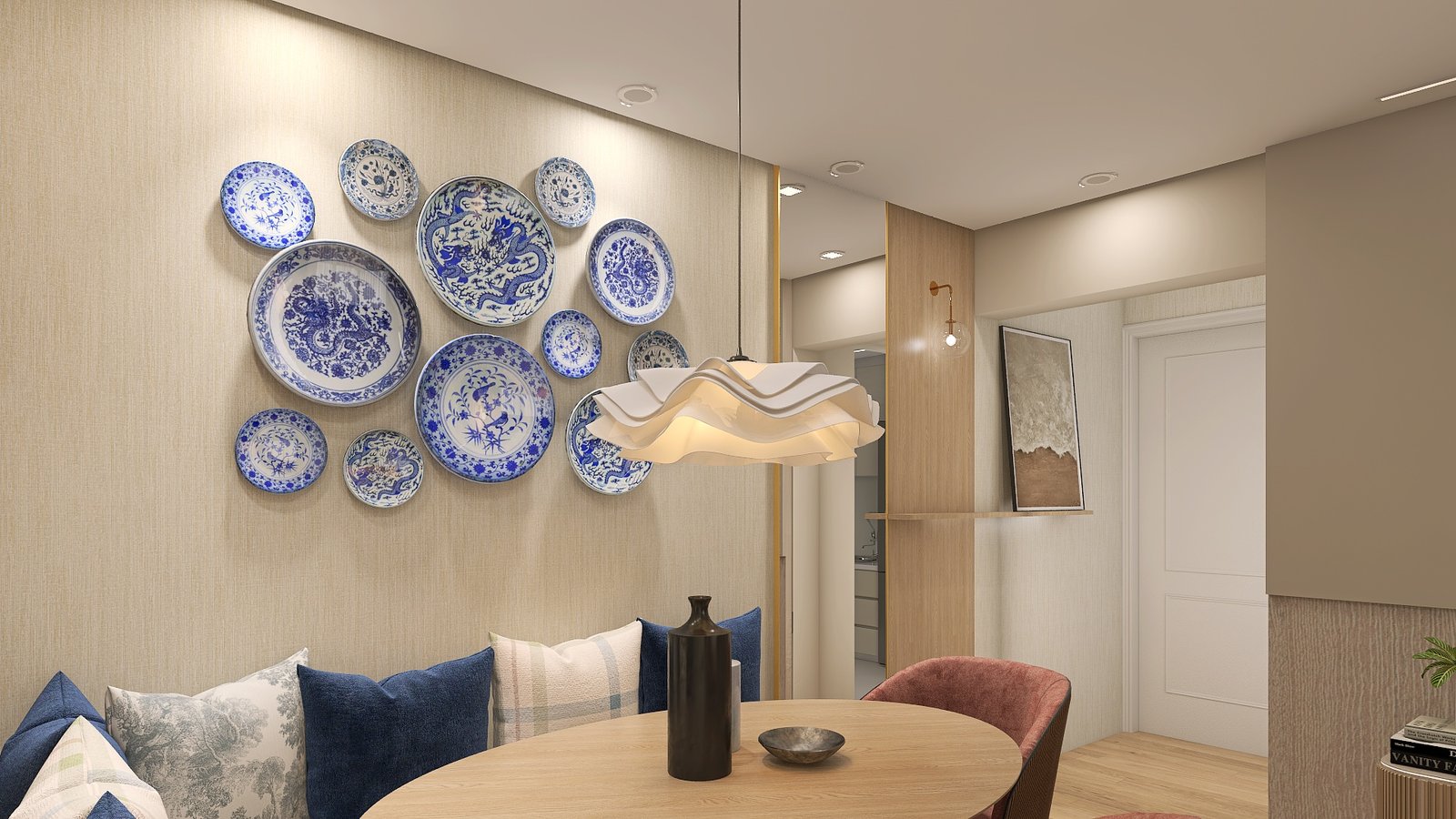 Projeto residencial com sala e jantar integrados